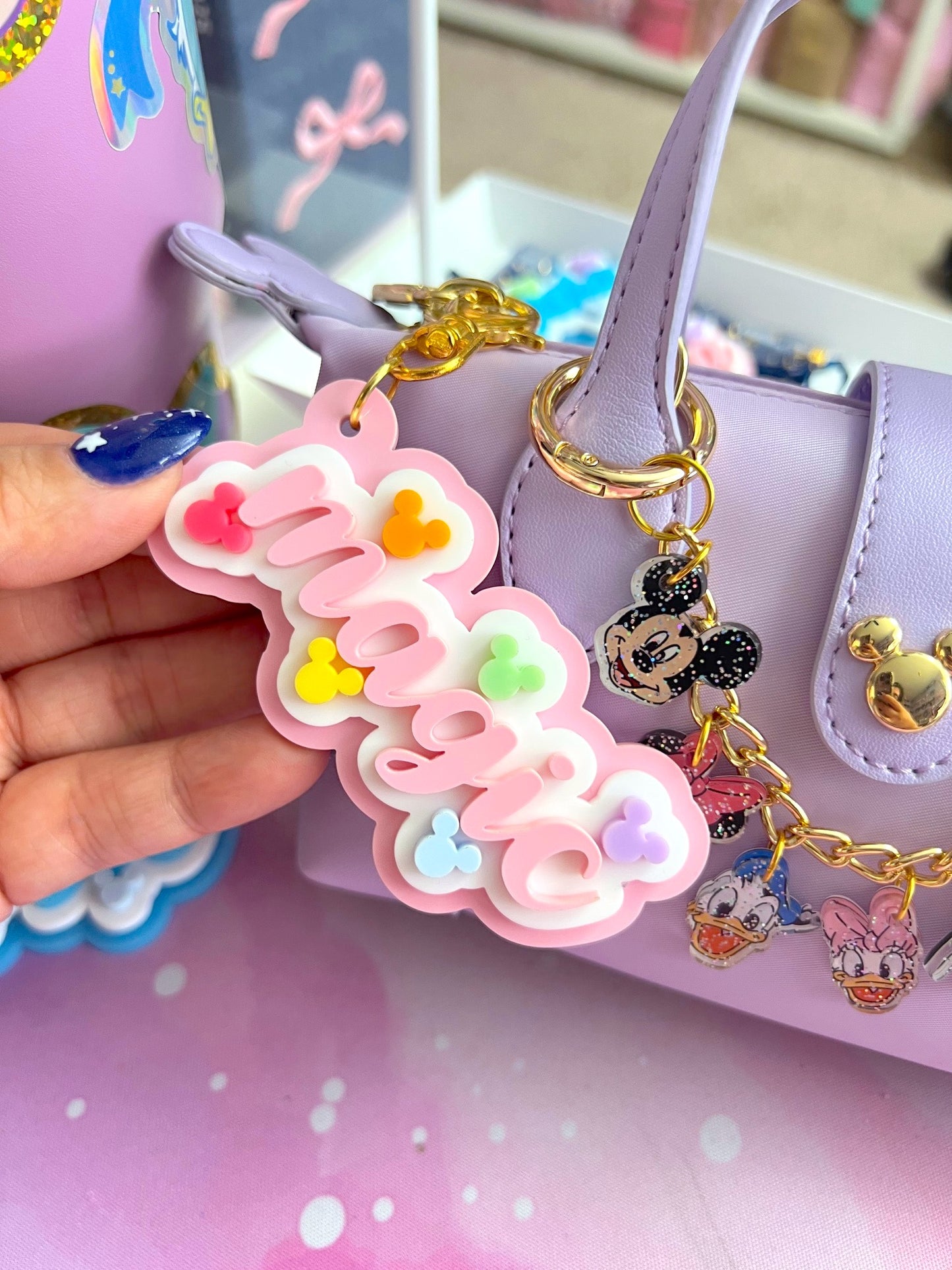 Personalized Mouse Cluster Name Acrylic Bag Charm / Keychain