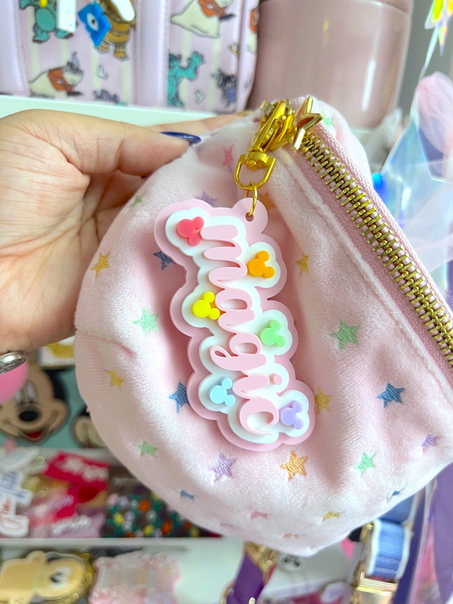 Personalized Mouse Cluster Name Acrylic Bag Charm / Keychain