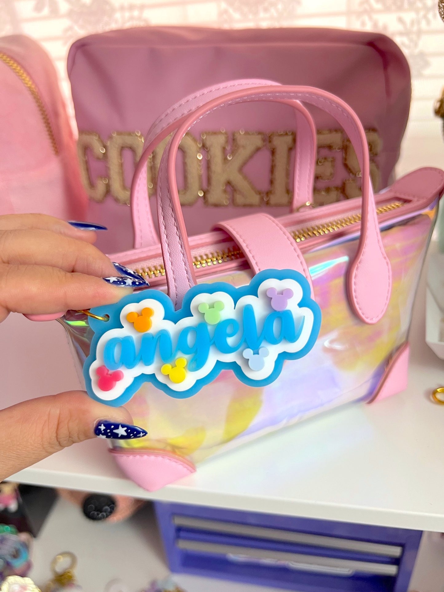 Personalized Mouse Cluster Name Acrylic Bag Charm / Keychain