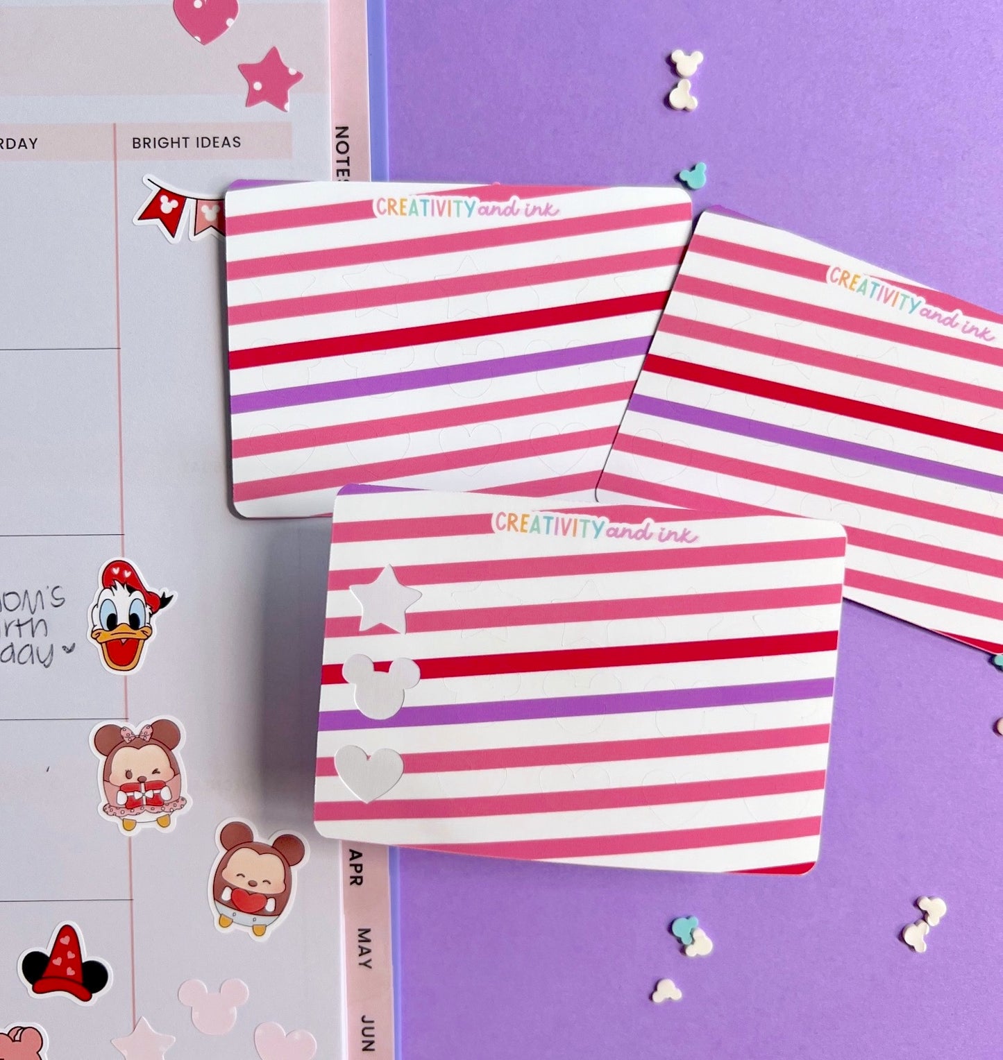 Valentines / Stripes Shaped Icons Sticker Sheet