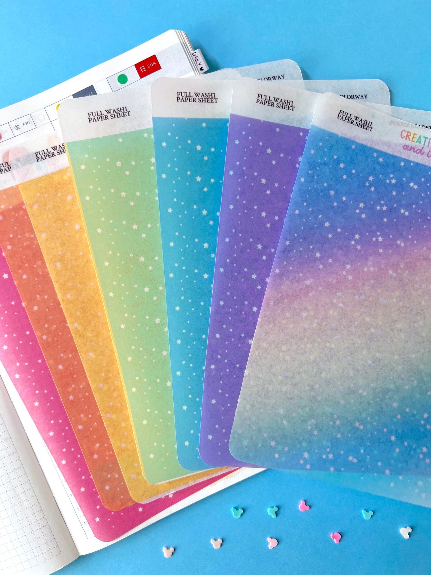 FULL SIZE Starry Washi Paper Sheets (Tearaway)