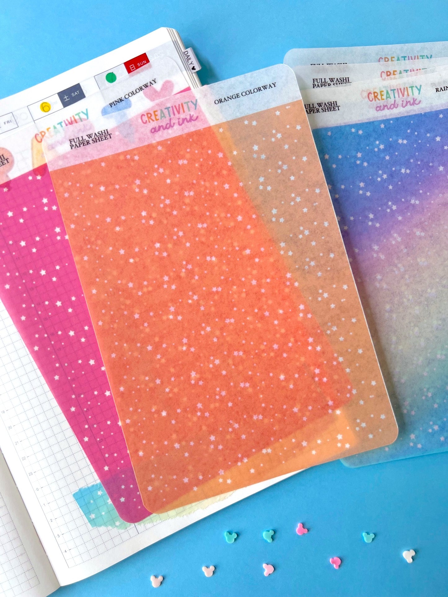 FULL SIZE Starry Washi Paper Sheets (Tearaway)