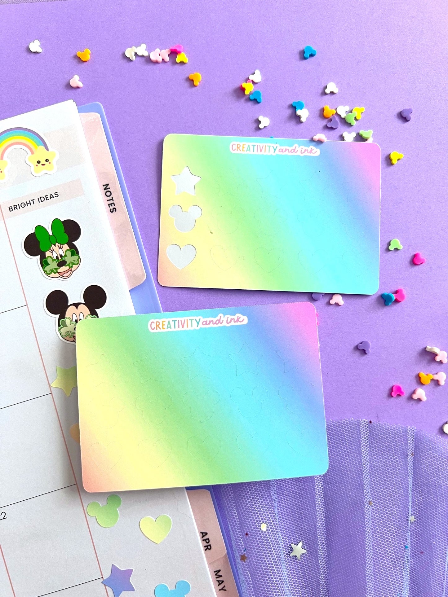 Rainbow Background Shaped Icons Sticker Sheet