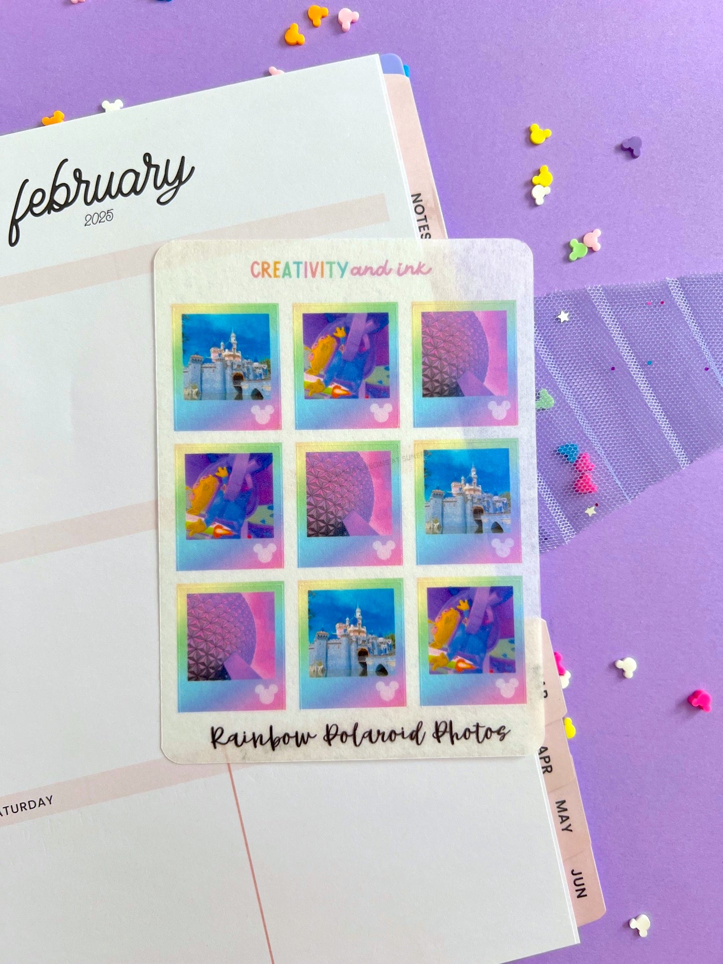 Rainbow Polaroid Photos Sticker Sheet
