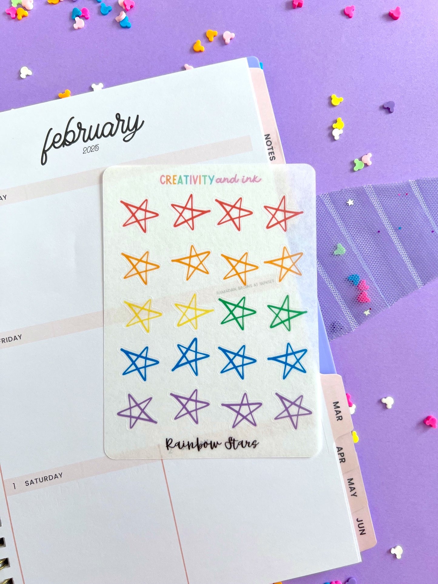 Rainbow Stars Sticker Sheet