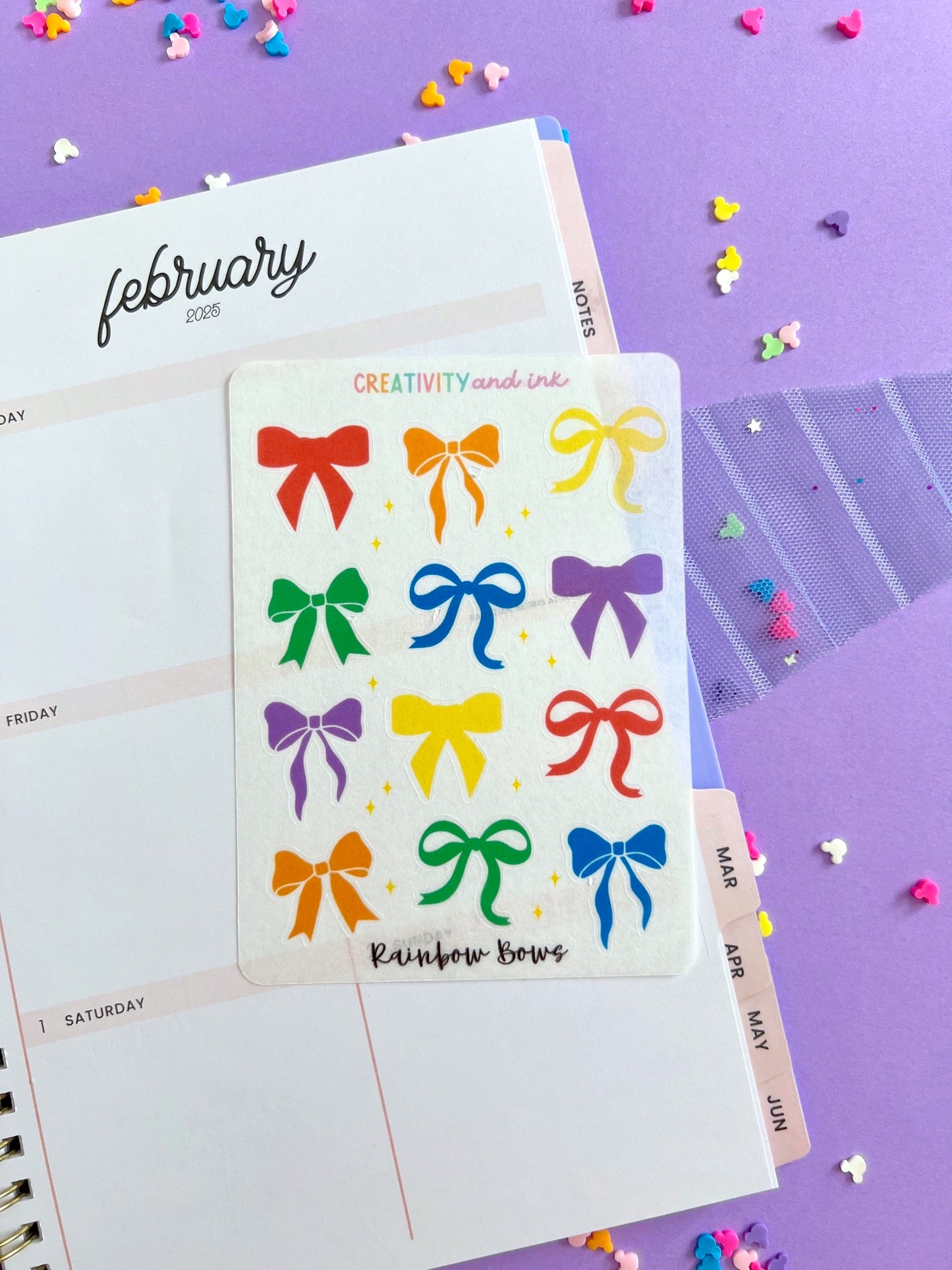 Rainbow Bows Sticker Sheet