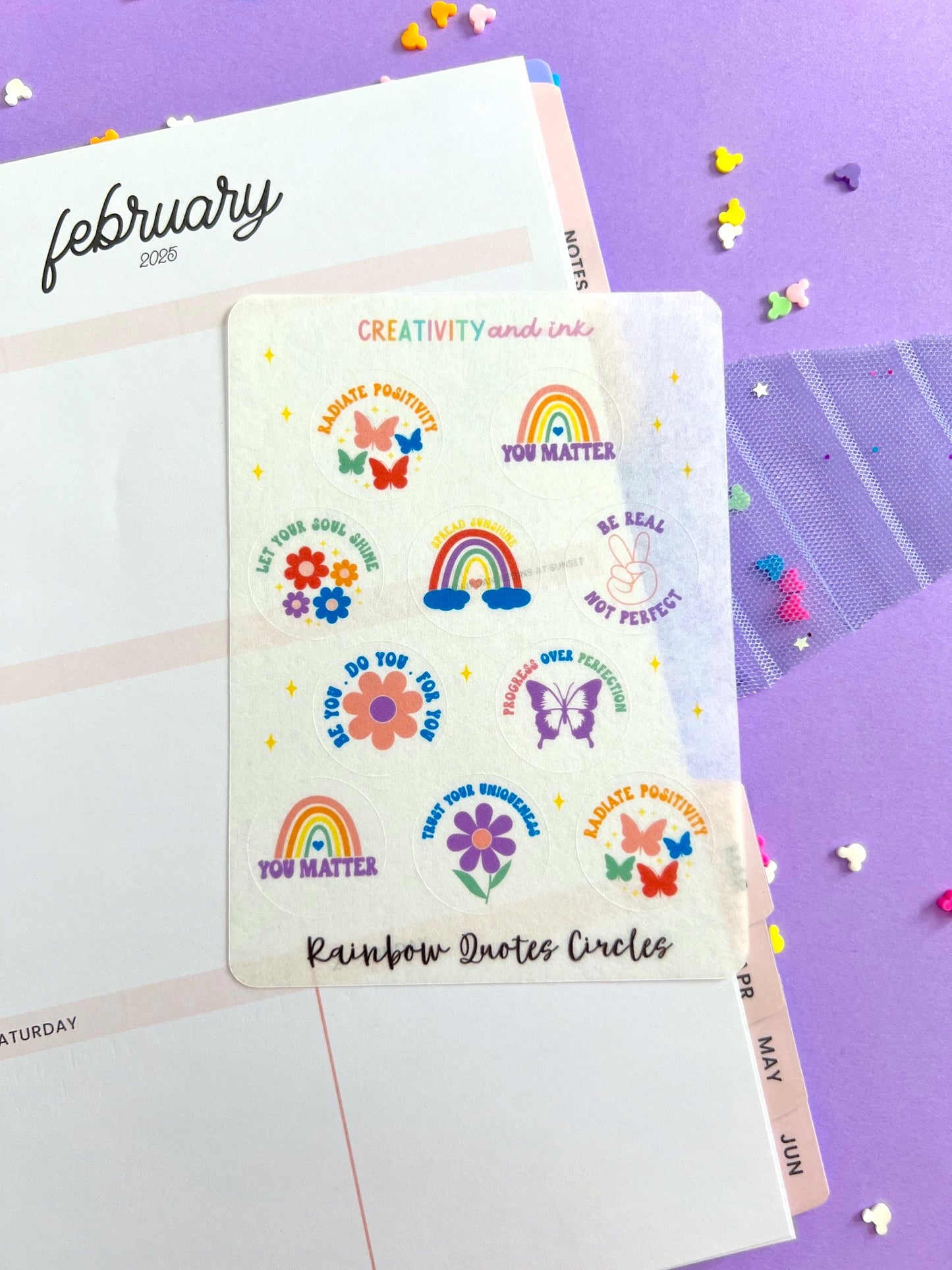 Rainbow Quote Circles Sticker Sheet