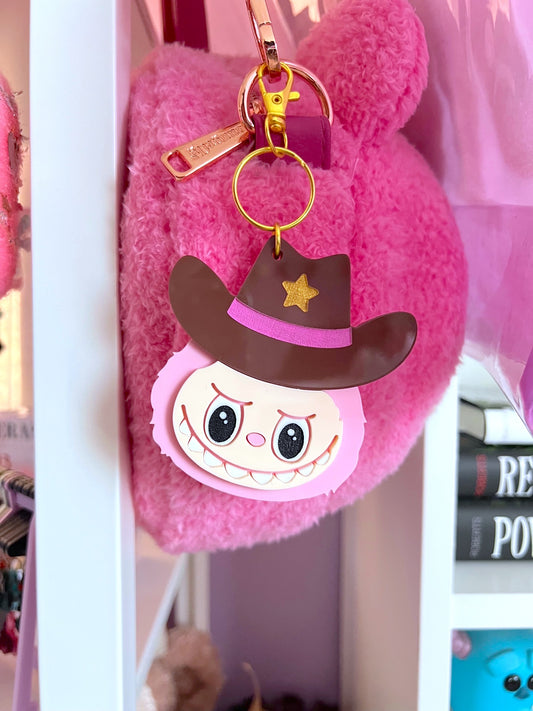 Brown Cowboy Monster Bag Charm / Keychain