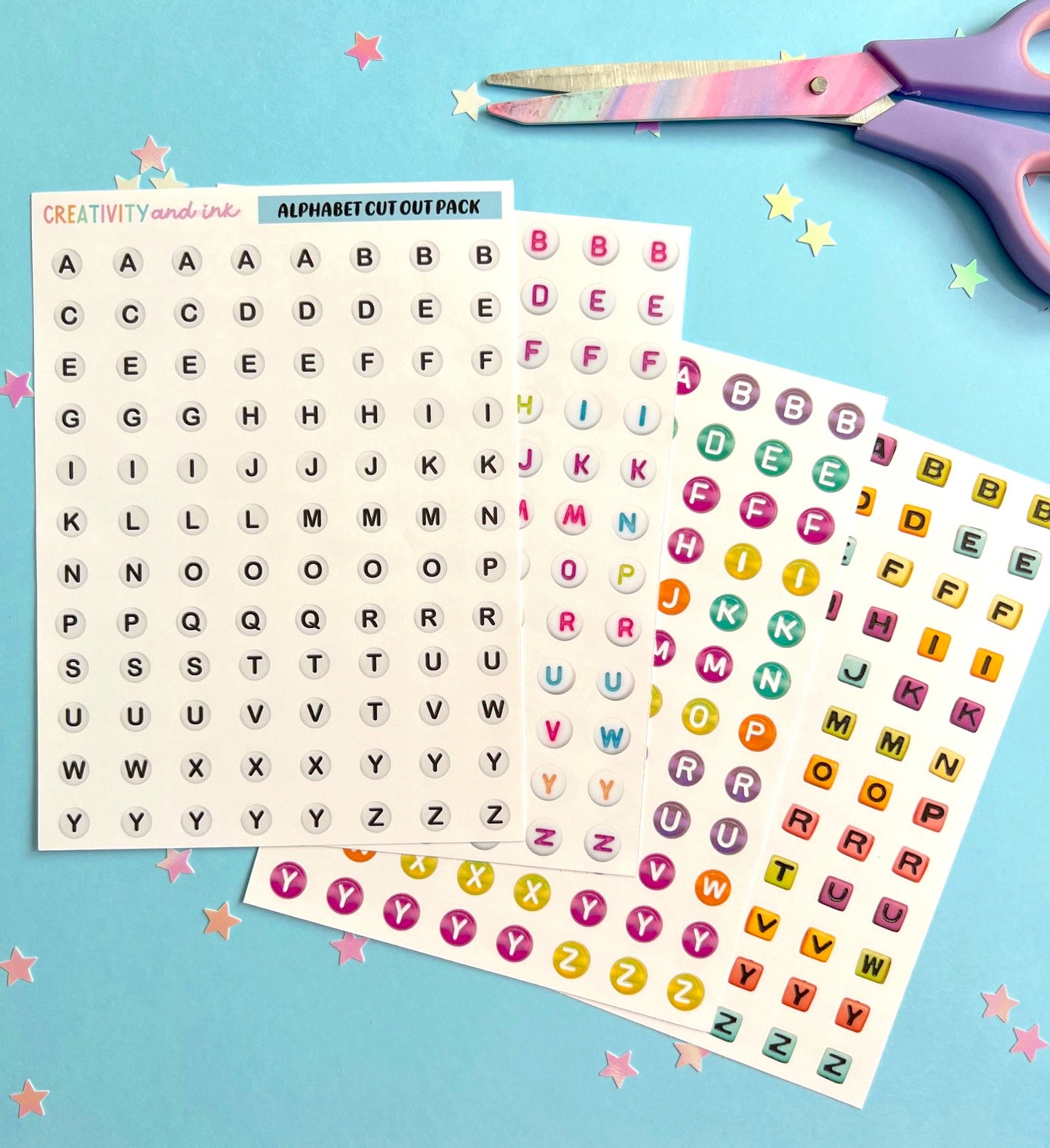 Alphabet Beads CUT OUT Pack