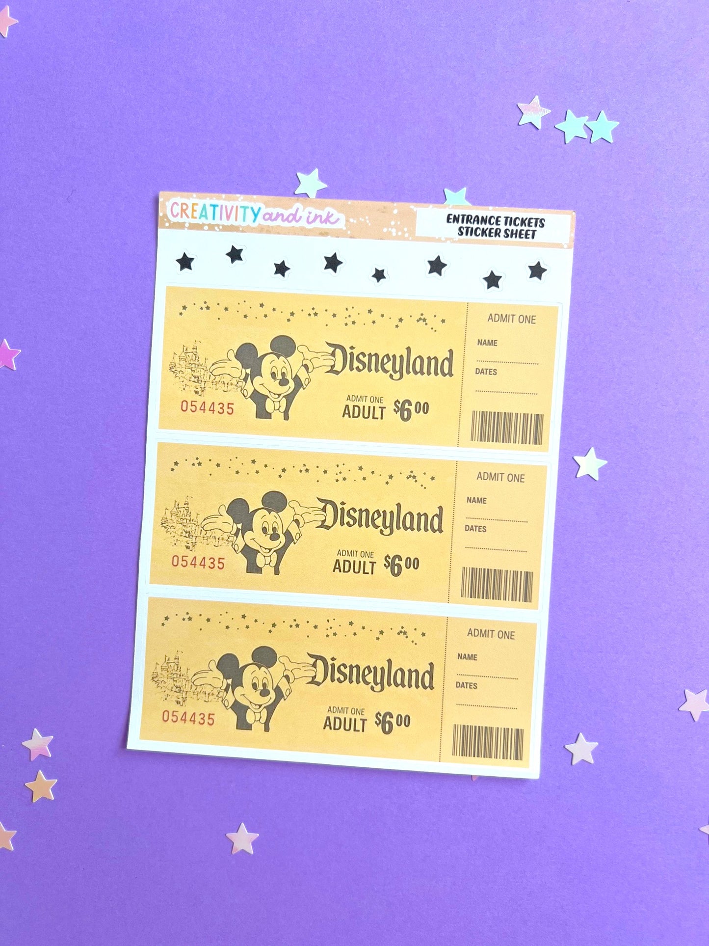 Entrance Ticket Sticker Sheet