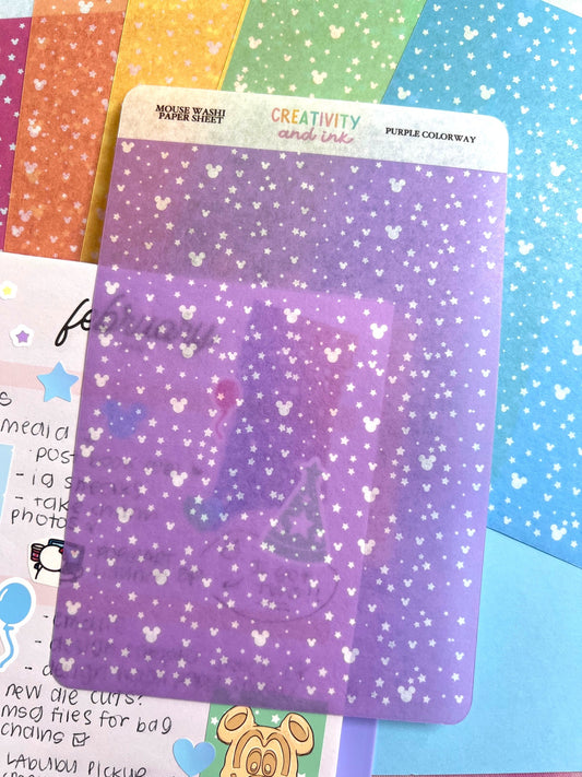 FULL SIZE Mouse Head Washi Paper Sheets (Tearaway)