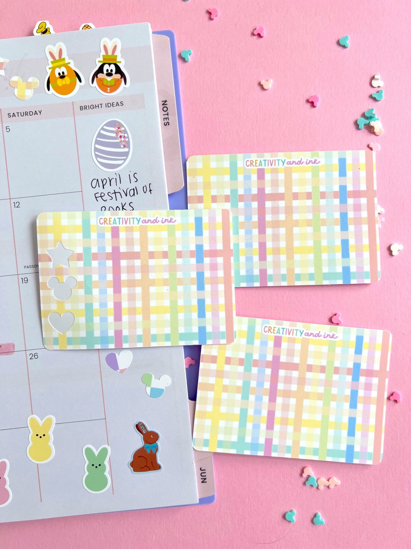 Pastel Gingham Shaped Icons Sticker Sheet