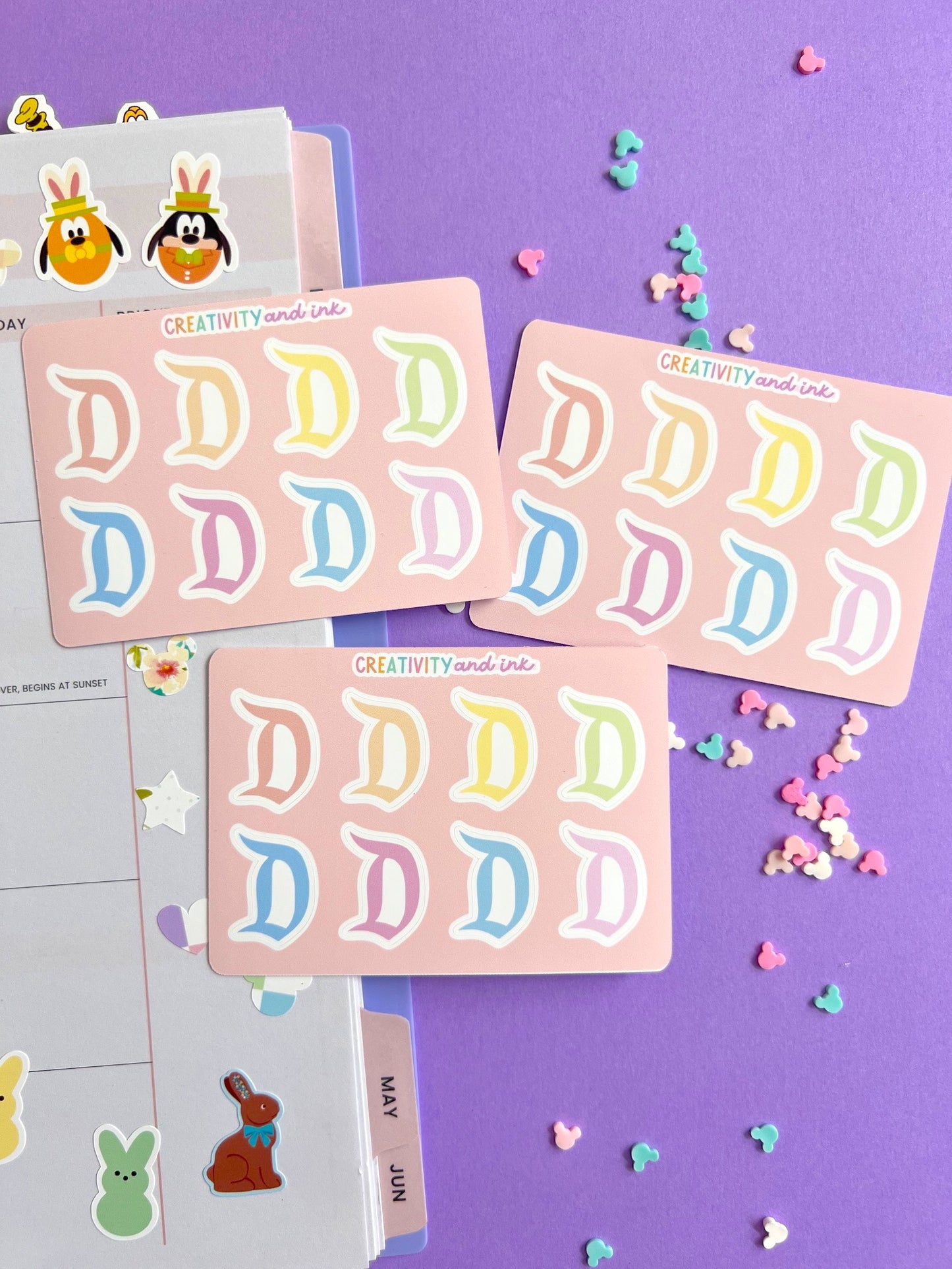 Pastel D Sticker Sheet