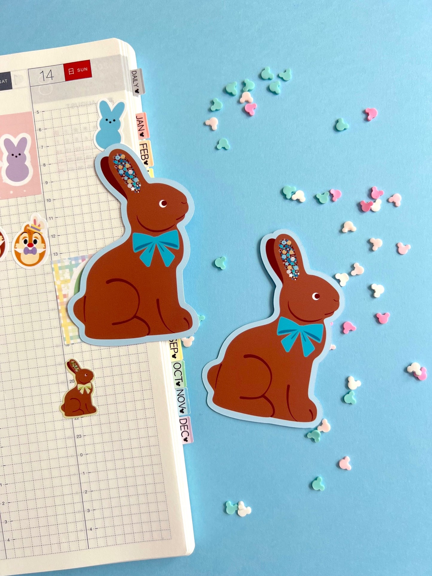 Confetti Chocolate Bunny Die Cut Sticker