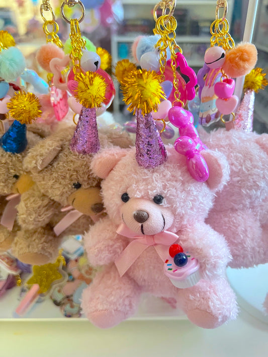 Handmade Birthday Bears LARGE Bag Charm / Keychain (LIMITED)