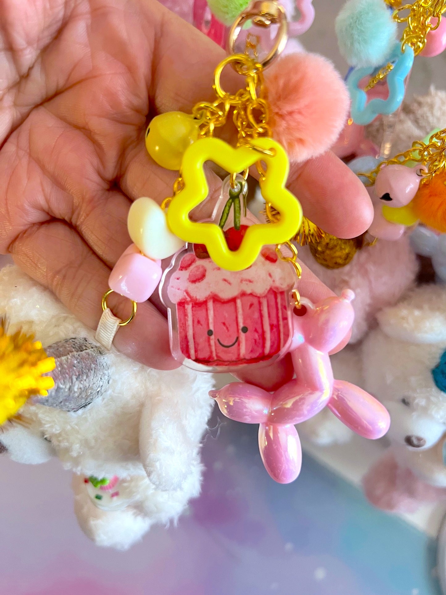 Handmade Birthday Bears LARGE Bag Charm / Keychain (LIMITED)