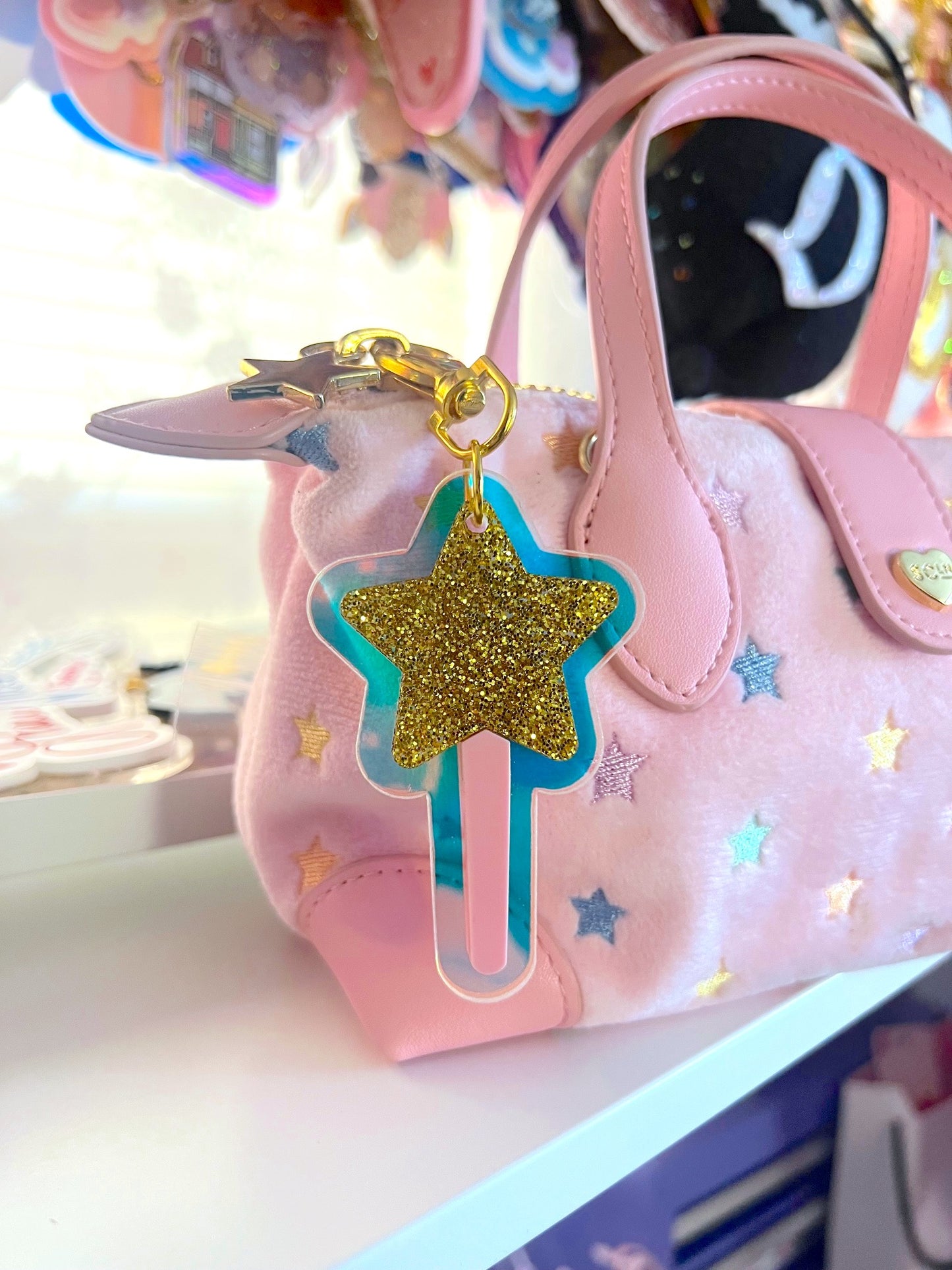 Glitter Star Wand Bag Charm / Keychain
