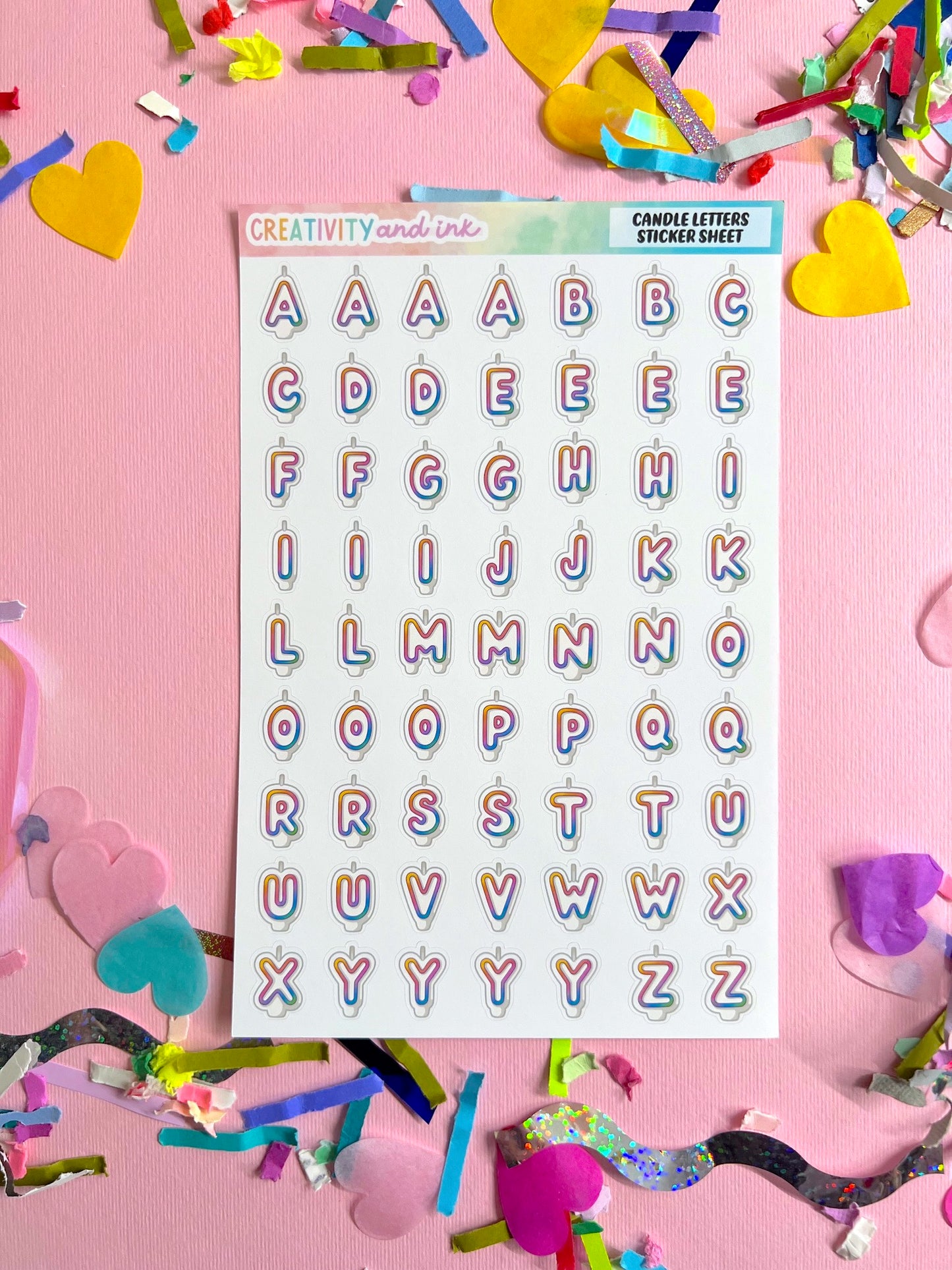 Candle Letters Sticker Sheet