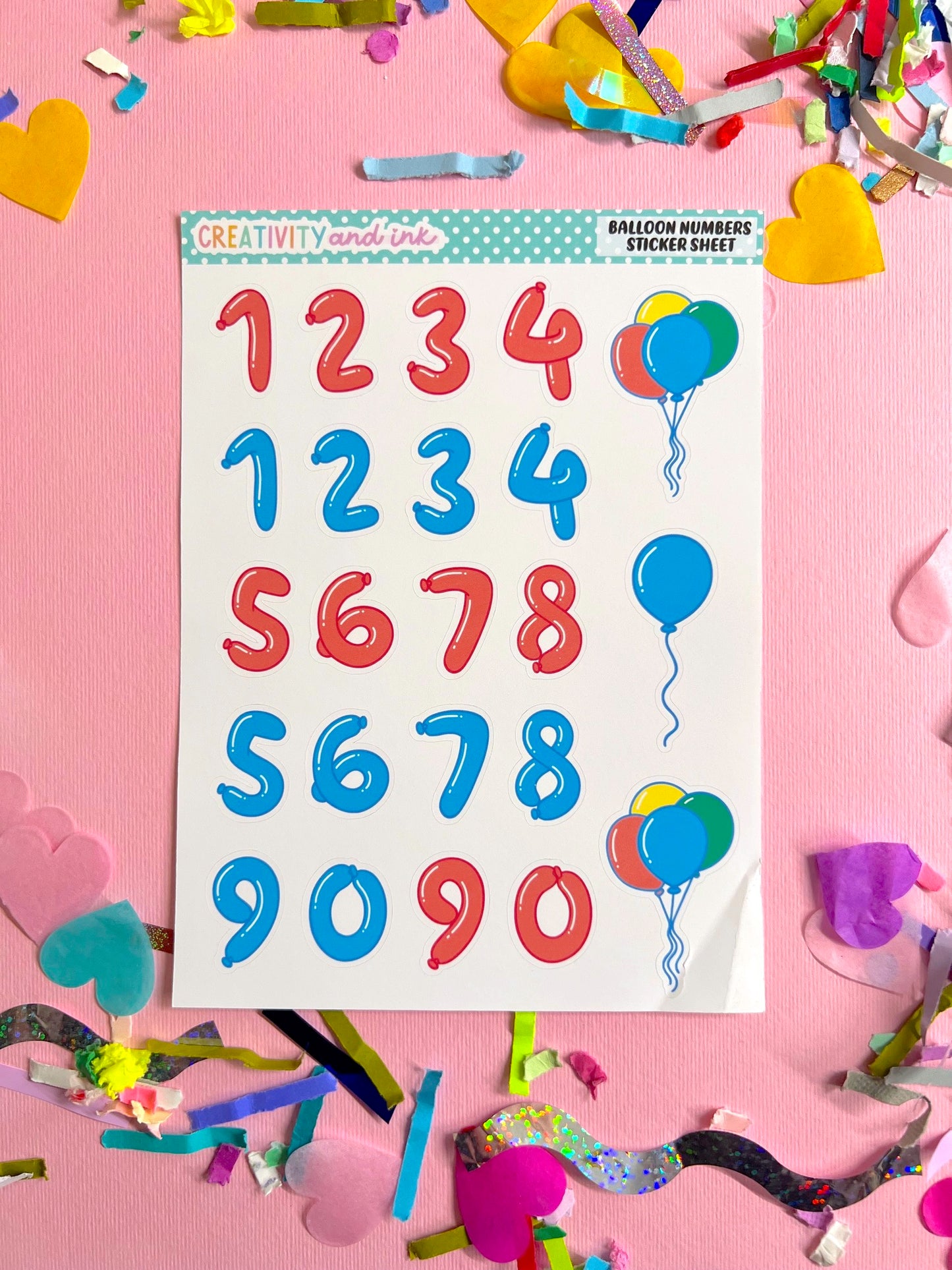 Balloon Numbers Sticker Sheet