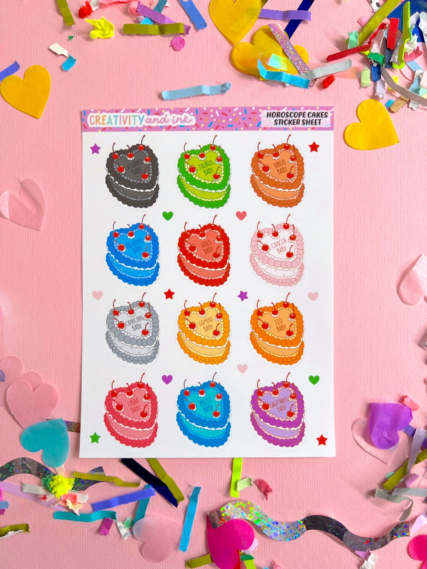 Horoscope Cakes Sticker Sheet