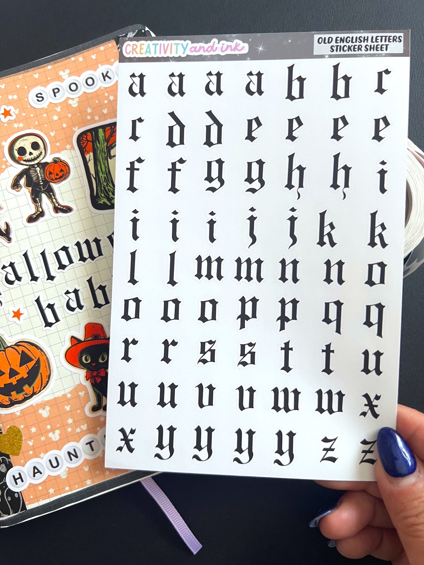 Old English Letters Sticker Sheet