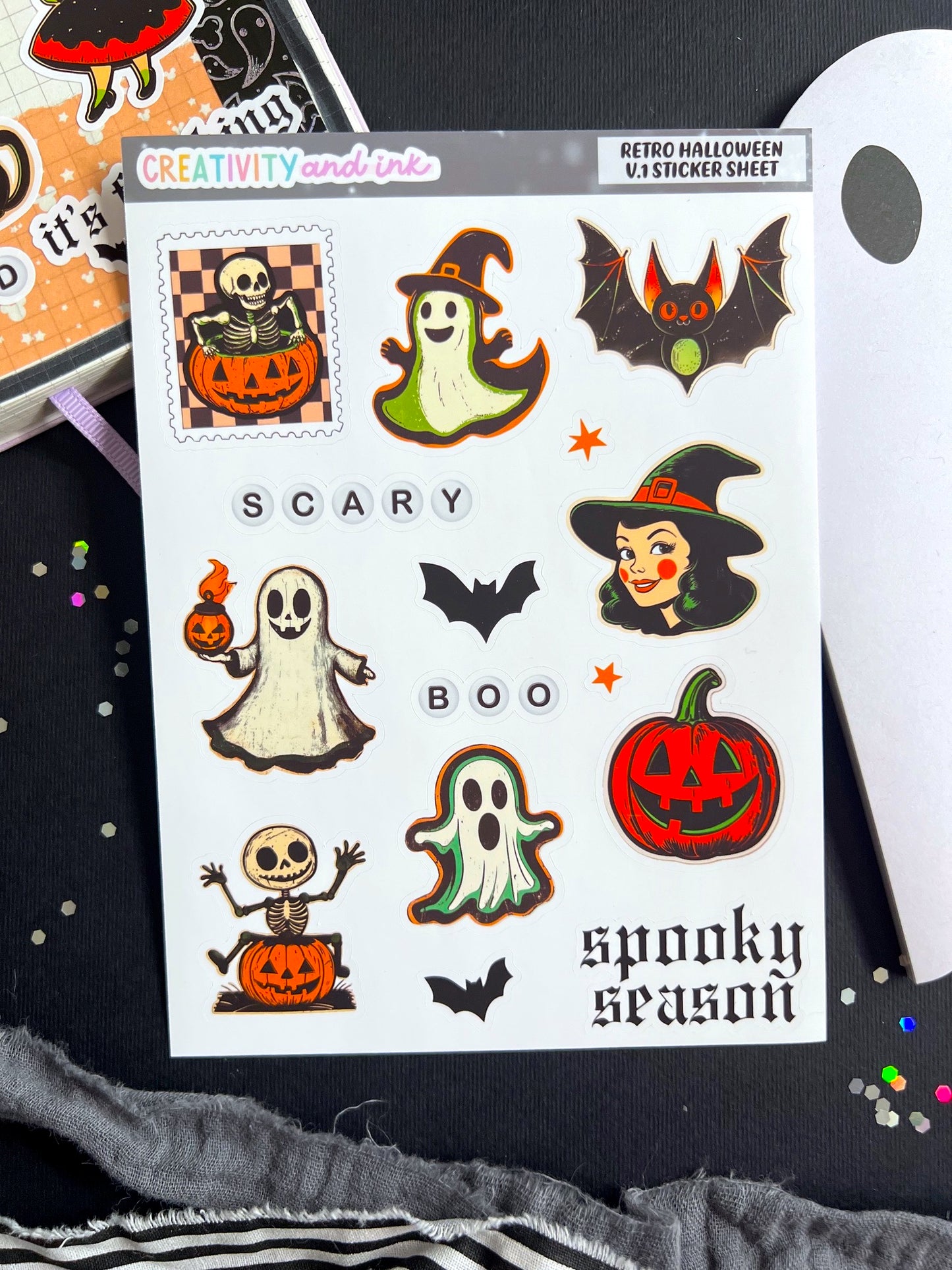 Retro Halloween v1 Sticker Sheet