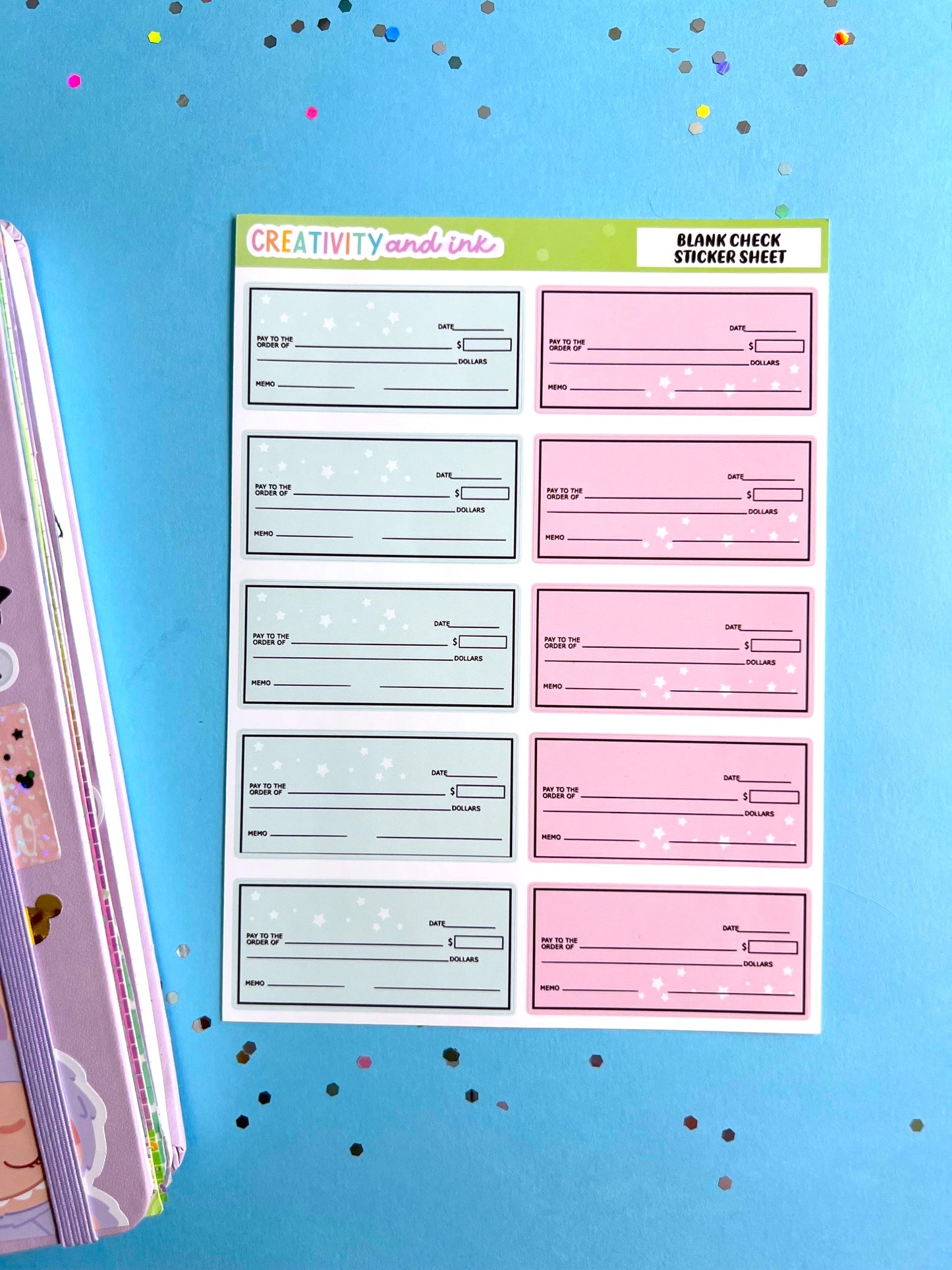Blank Check Sticker Sheet