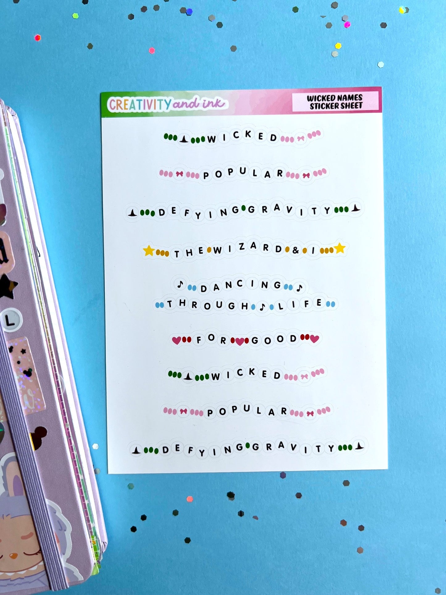 Wicked Bracelet Names Sticker Sheet