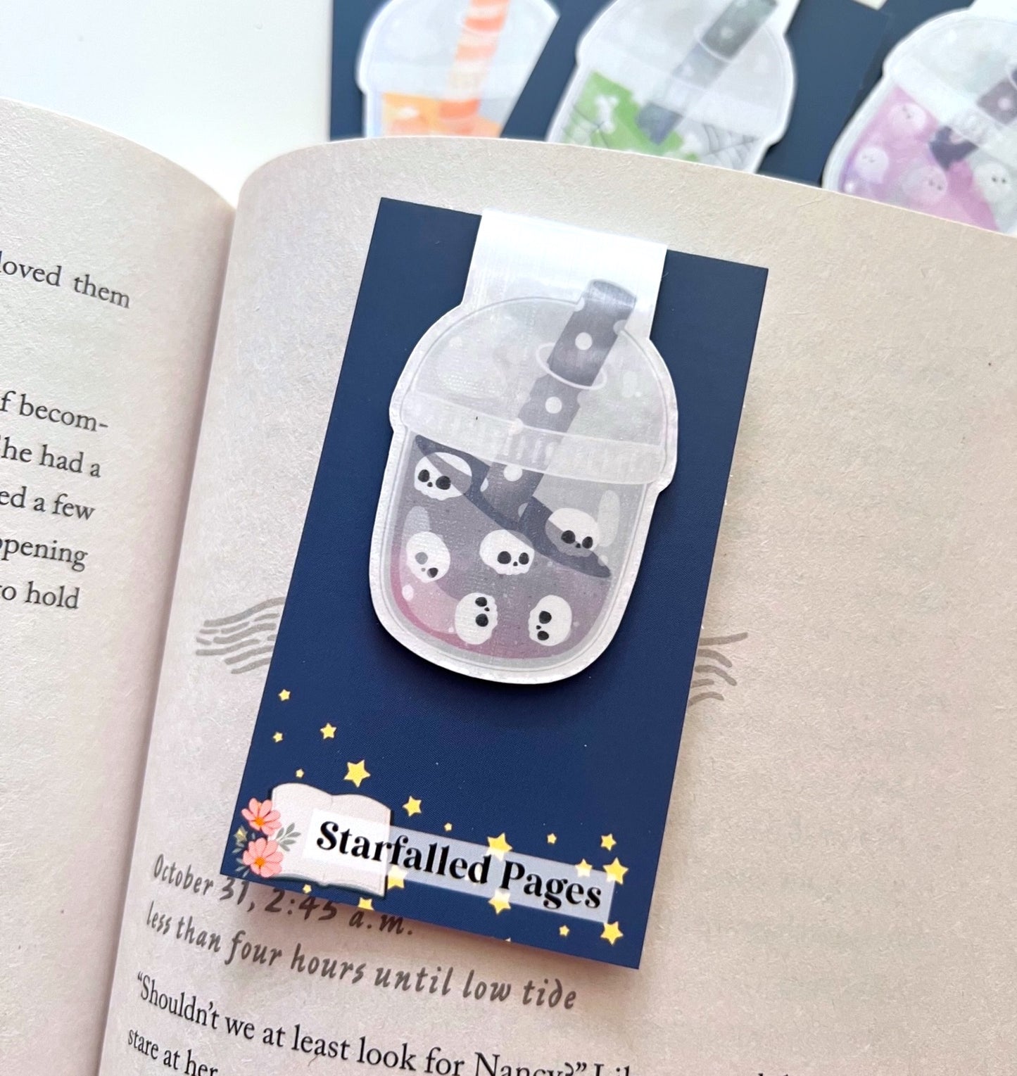 Skulls Boba Drink / Holographic Magnetic Bookmark