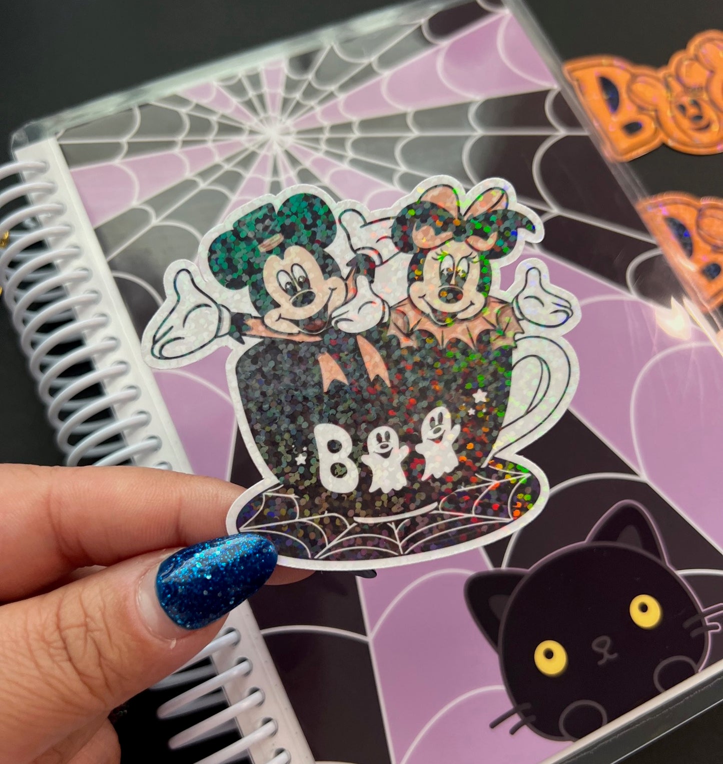 Spooky Tea Cup / Glitter Die Cut Sticker