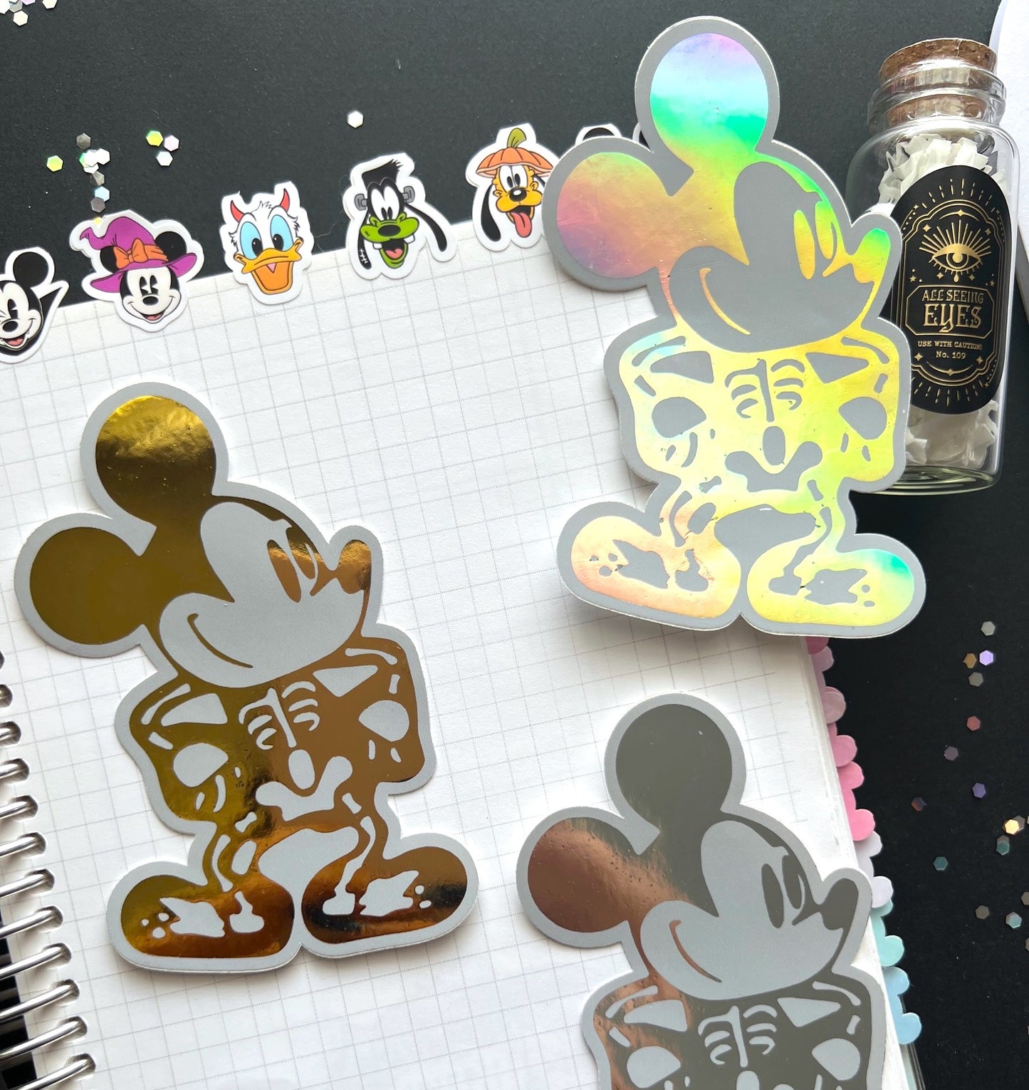 Scary Skeleton / Foiled Sticker Die Cut