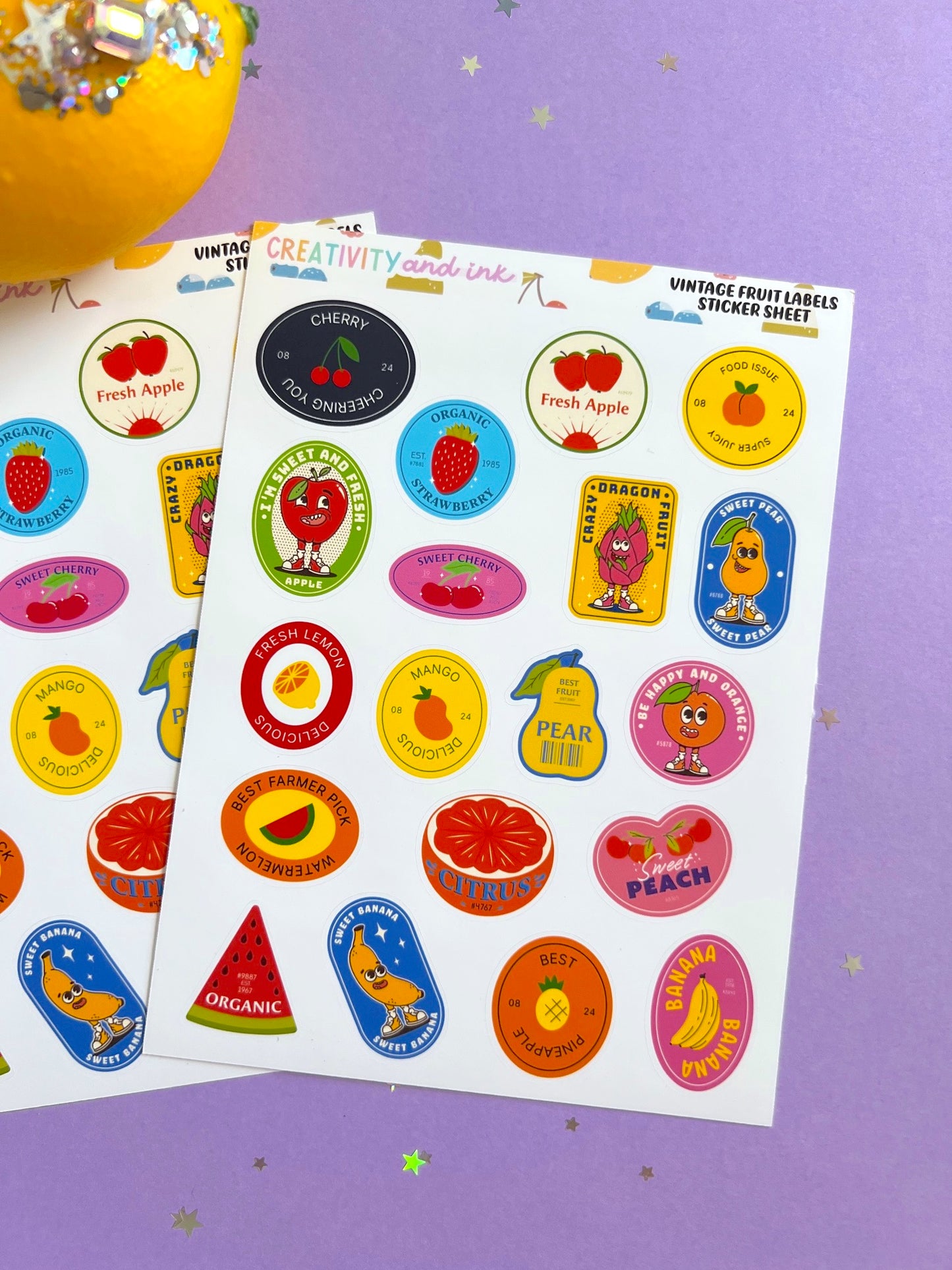 Vintage Fruit Labels Sticker Sheet