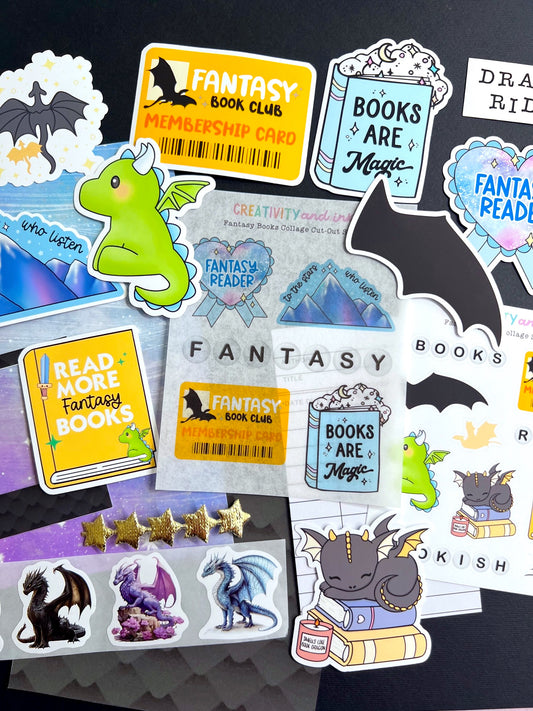 NEW! Fantasy Reader / Collage & Sticker Pack