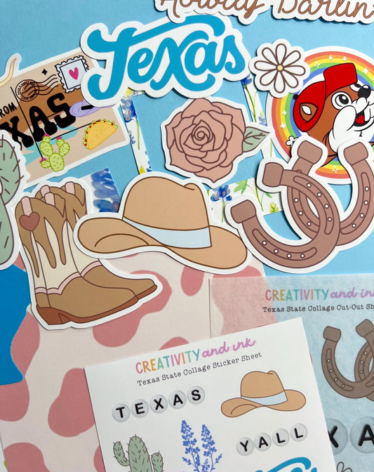 NEW! Texas State / Collage & Sticker Pack