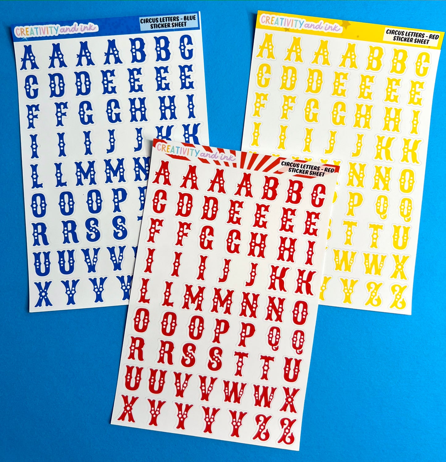 Circus Letters Sticker Sheet