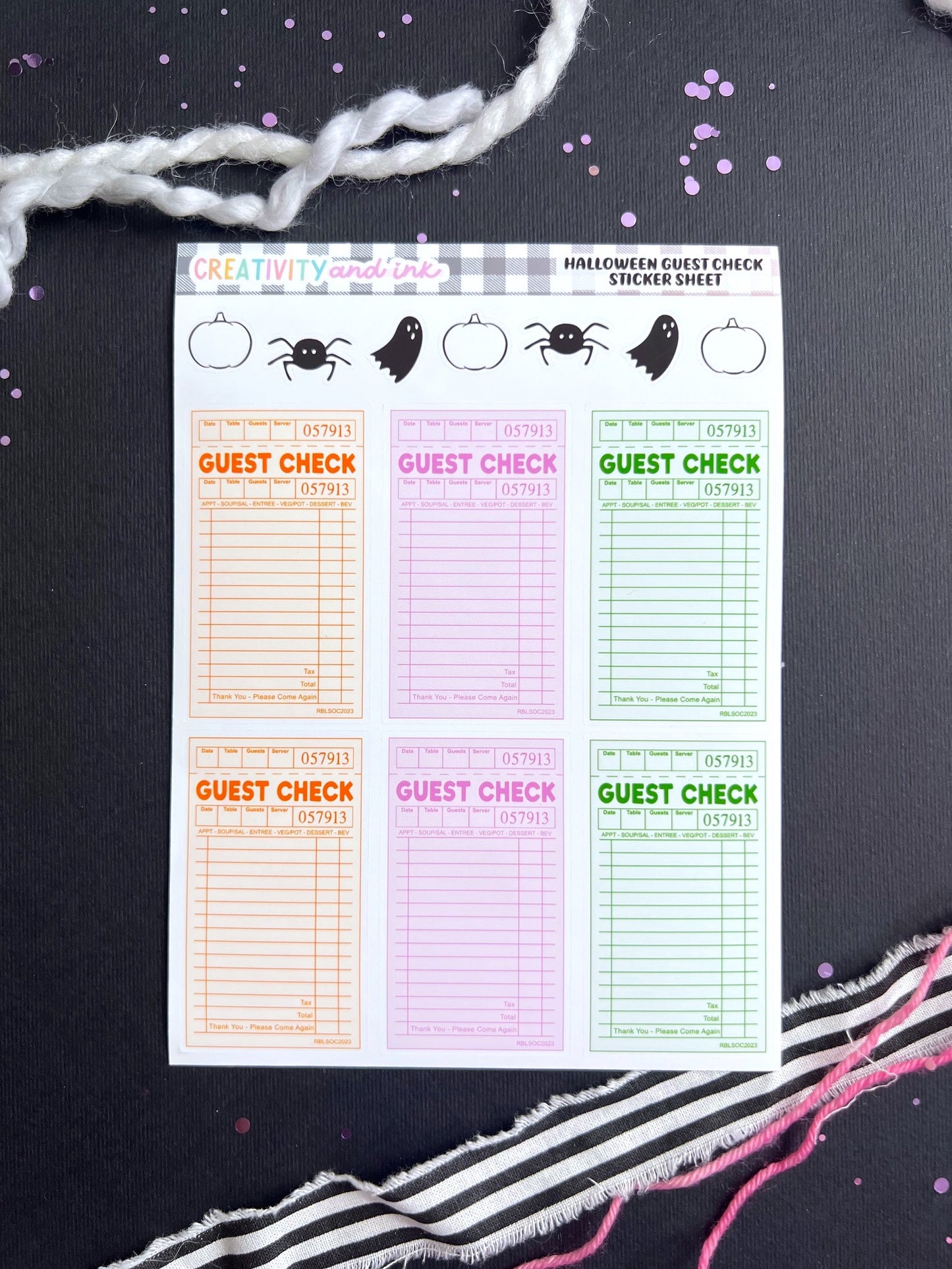 Halloween Guest Checks Sticker Sheet