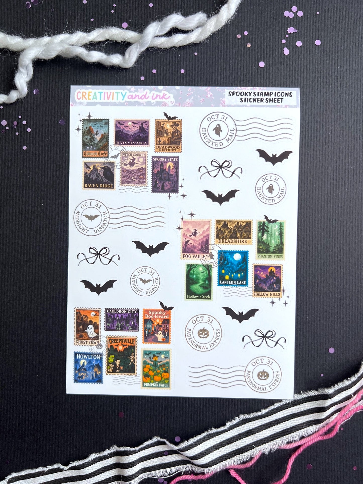 Spooky Stamp Icons Sticker Sheet
