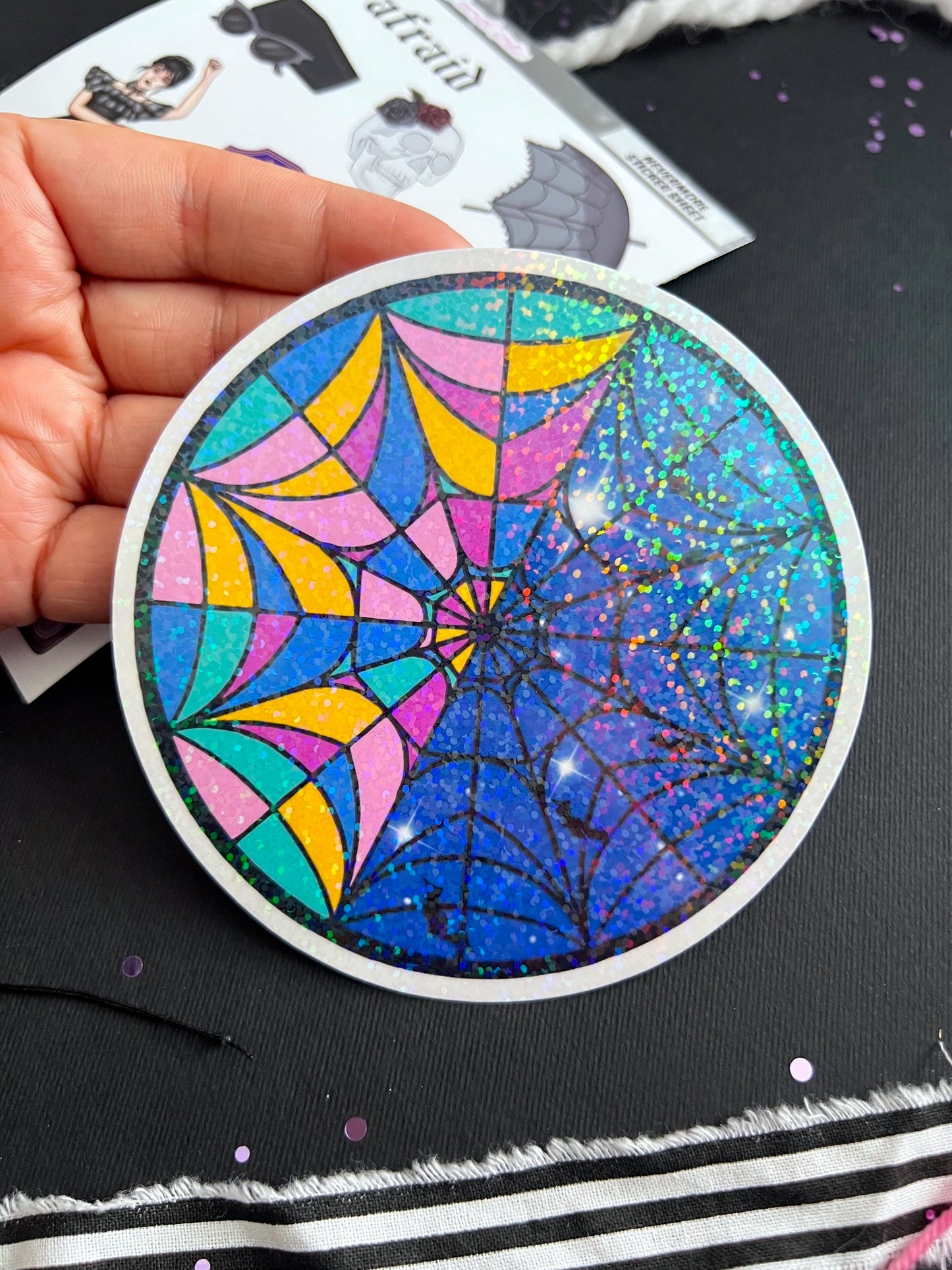 Nevermore Window / Large Glitter Die Cut Sticker