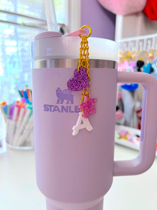 Personalized Glitter Acrylic Dangle Cup Charm