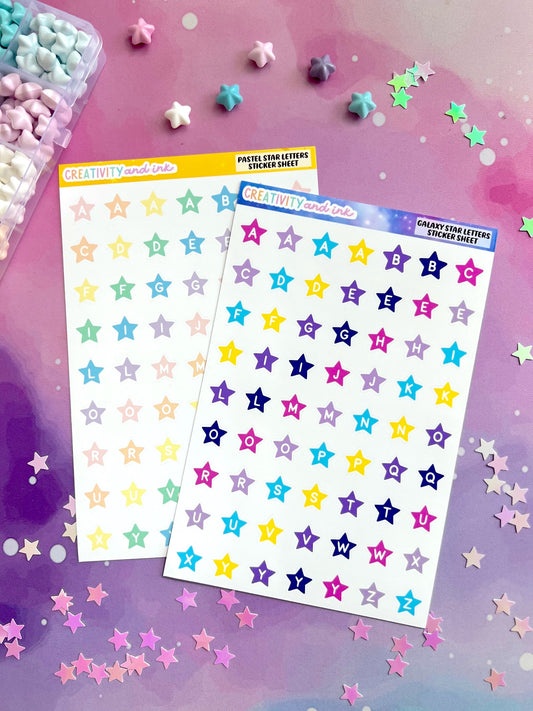 Star shaped Letters Sticker Sheet