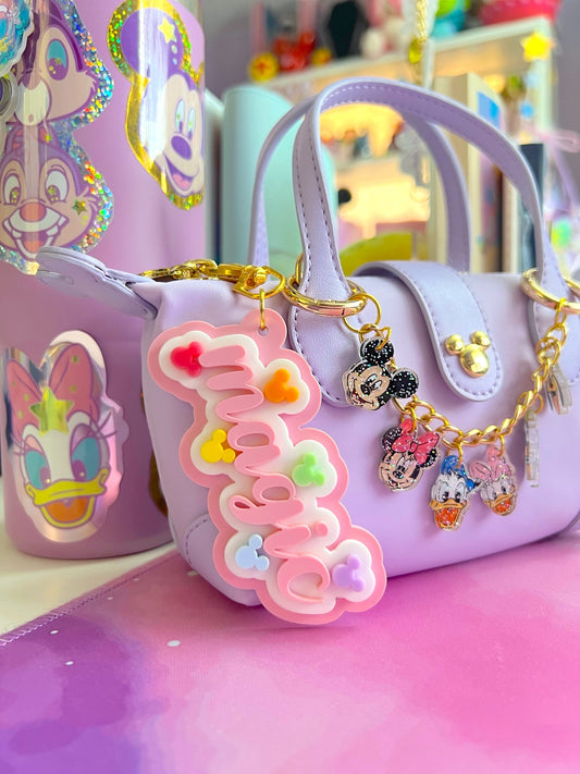 Personalized Mouse Cluster Name Acrylic Bag Charm / Keychain