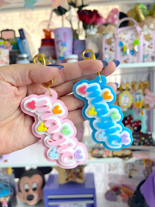 Personalized Mouse Cluster Name Acrylic Bag Charm / Keychain