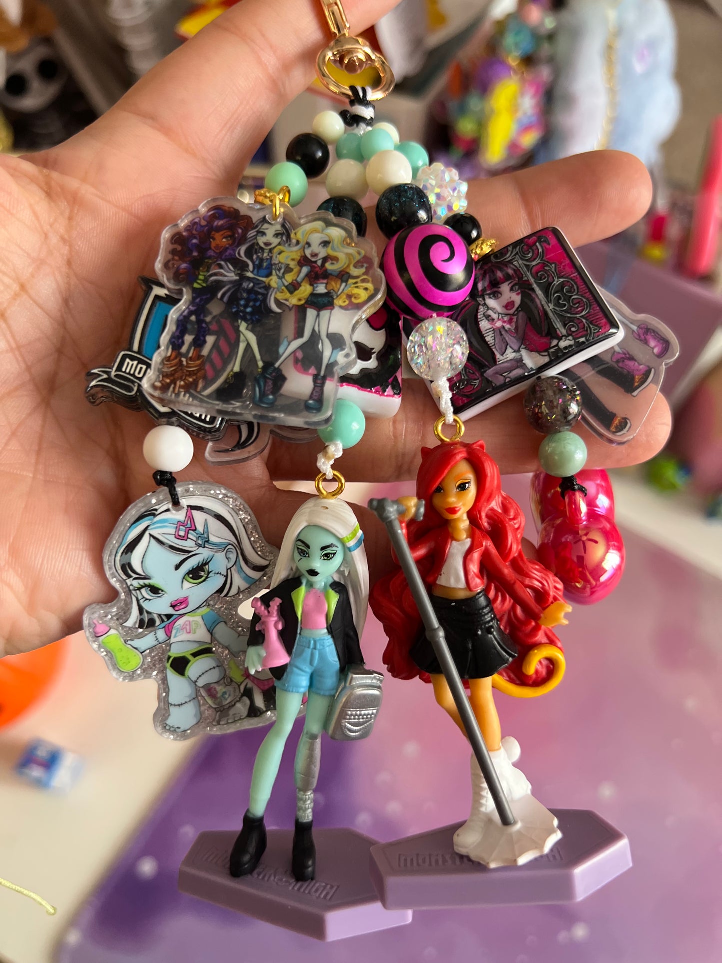 Handmade Fancy & Chunky Beaded Bag Charm - 14