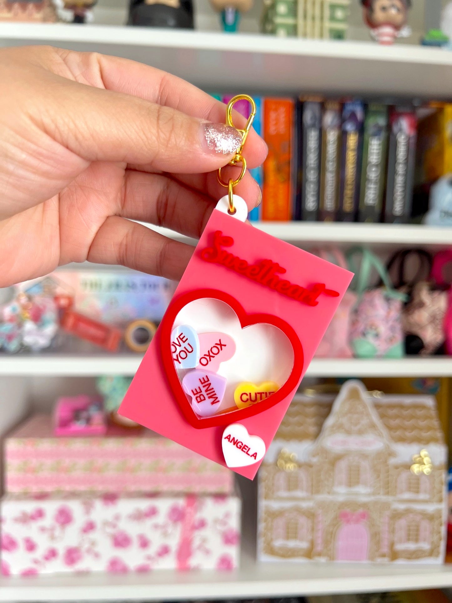 Personalized Candy Box Shaker Acrylic Keychain / Bag Charm