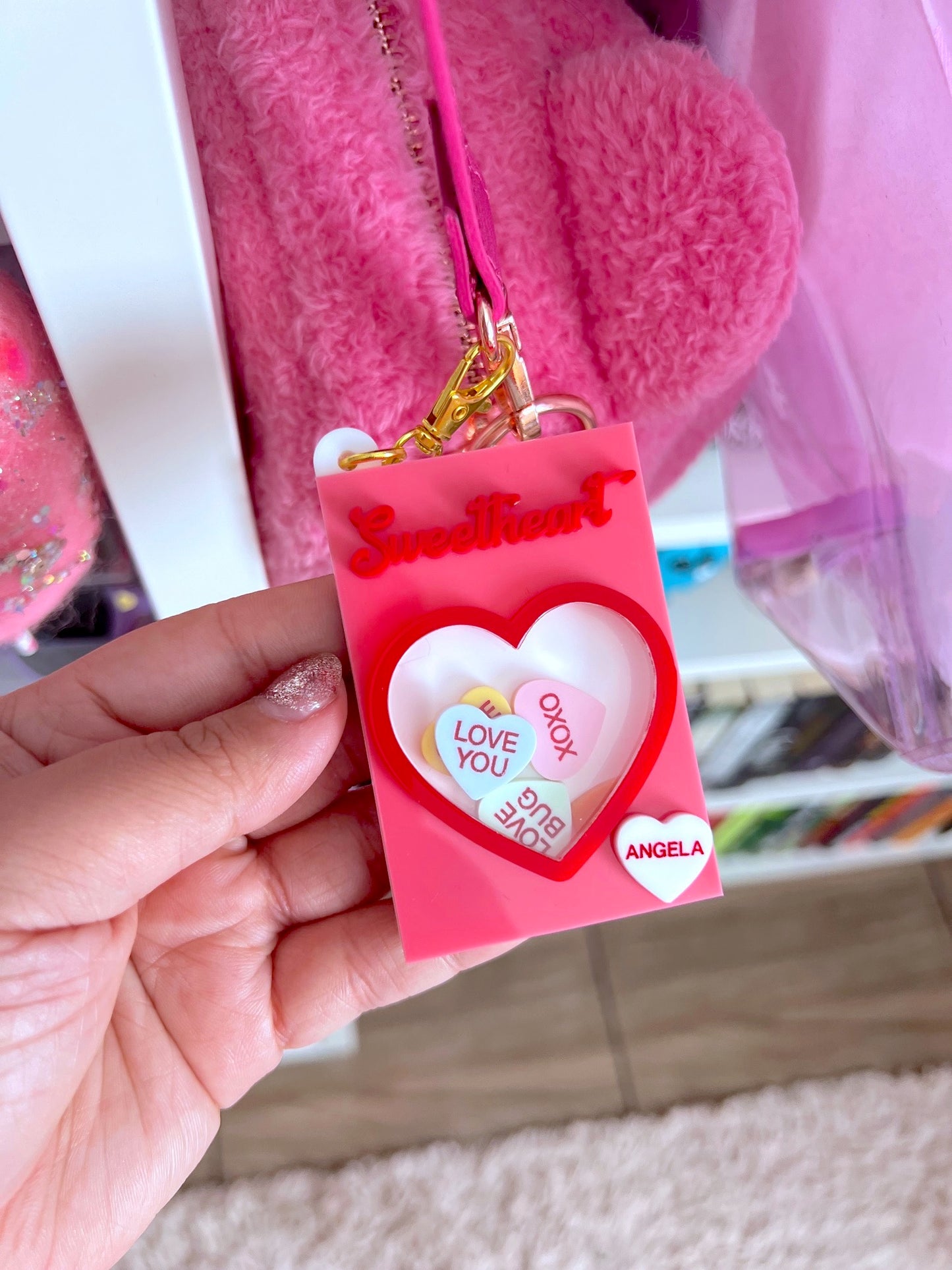 Personalized Candy Box Shaker Acrylic Keychain / Bag Charm