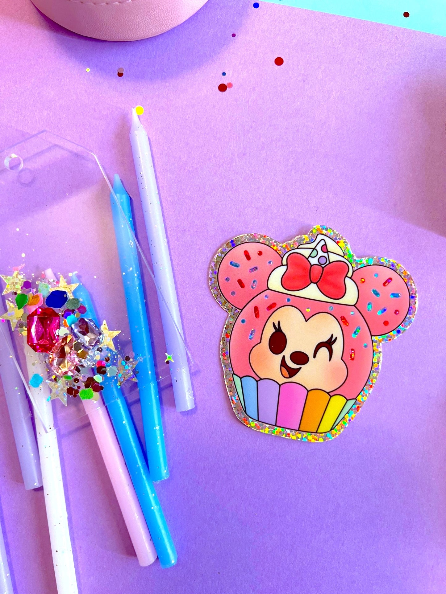 Cupcake Birthday / Waterproof GLITTER Vinyl Sticker