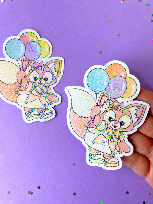 Celebration Bear Large Glitter Die Cut Sticker