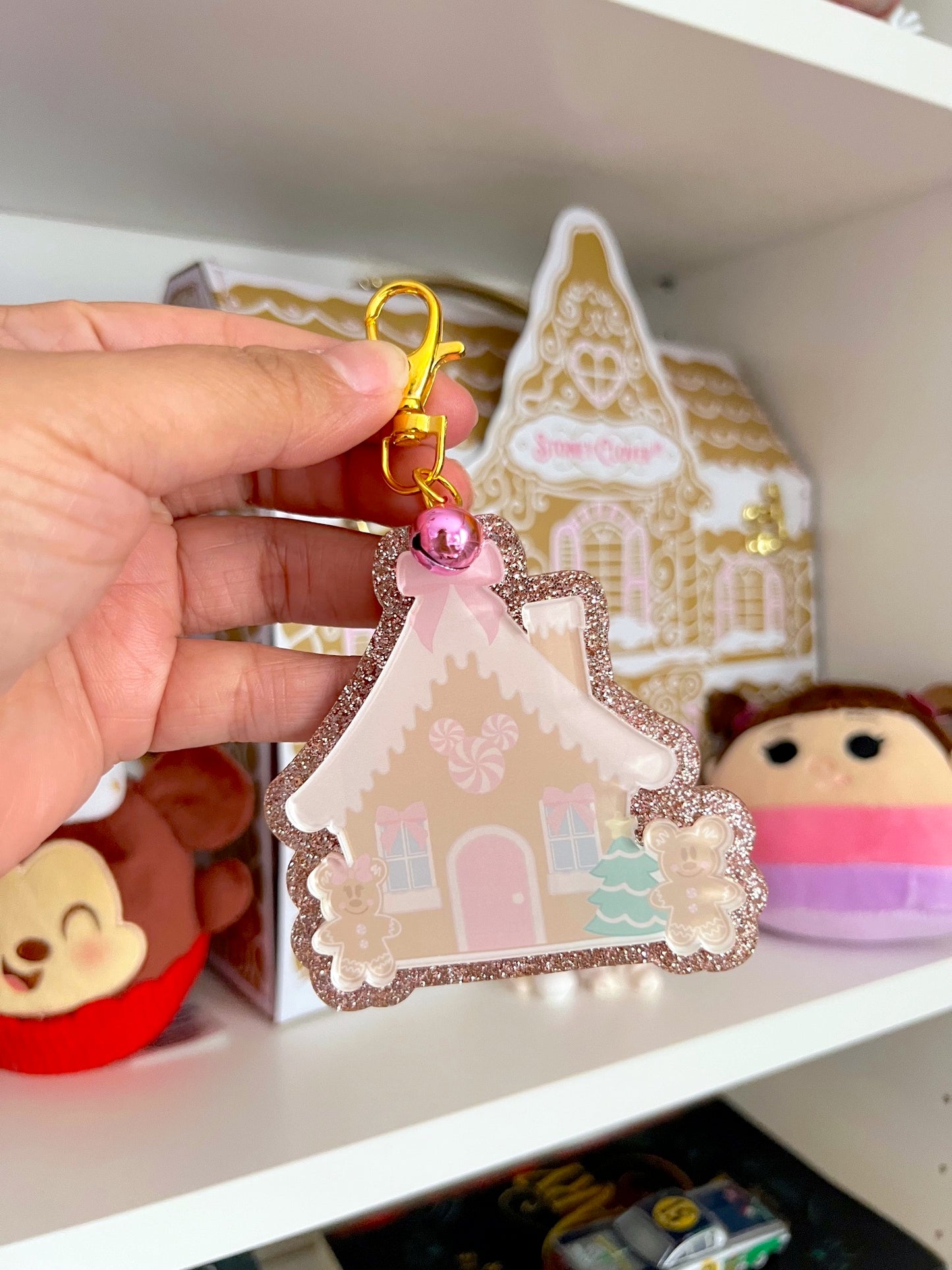 Gingerbread House w/ Bell Bag Charm / Keychain