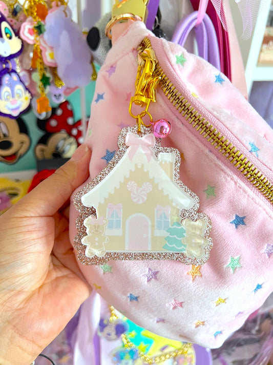 Gingerbread House w/ Bell Bag Charm / Keychain