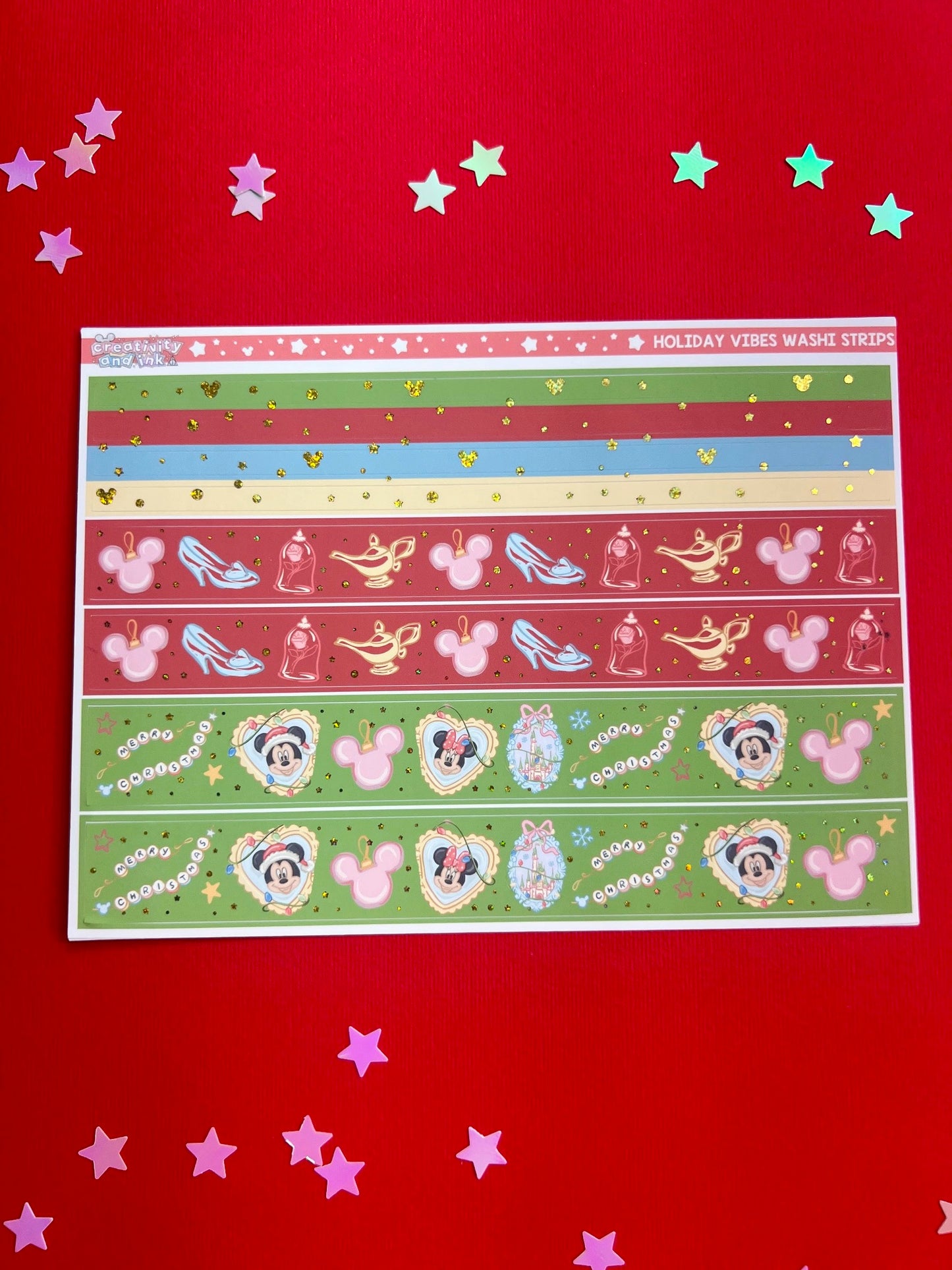 Holiday Vibes /  GOLD GLITTER Foil Washi Strips